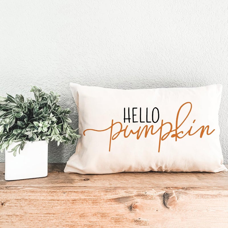 GTEXT 12x20 inch Fall Throw Pillow Cover Hello Pumpkin Cushion Cover Autumn Decor Fall Pumpkins Pillowcase Outdoor Pillow Linen Square Cushion,Sofa Fall Pillow Cover - Image 4
